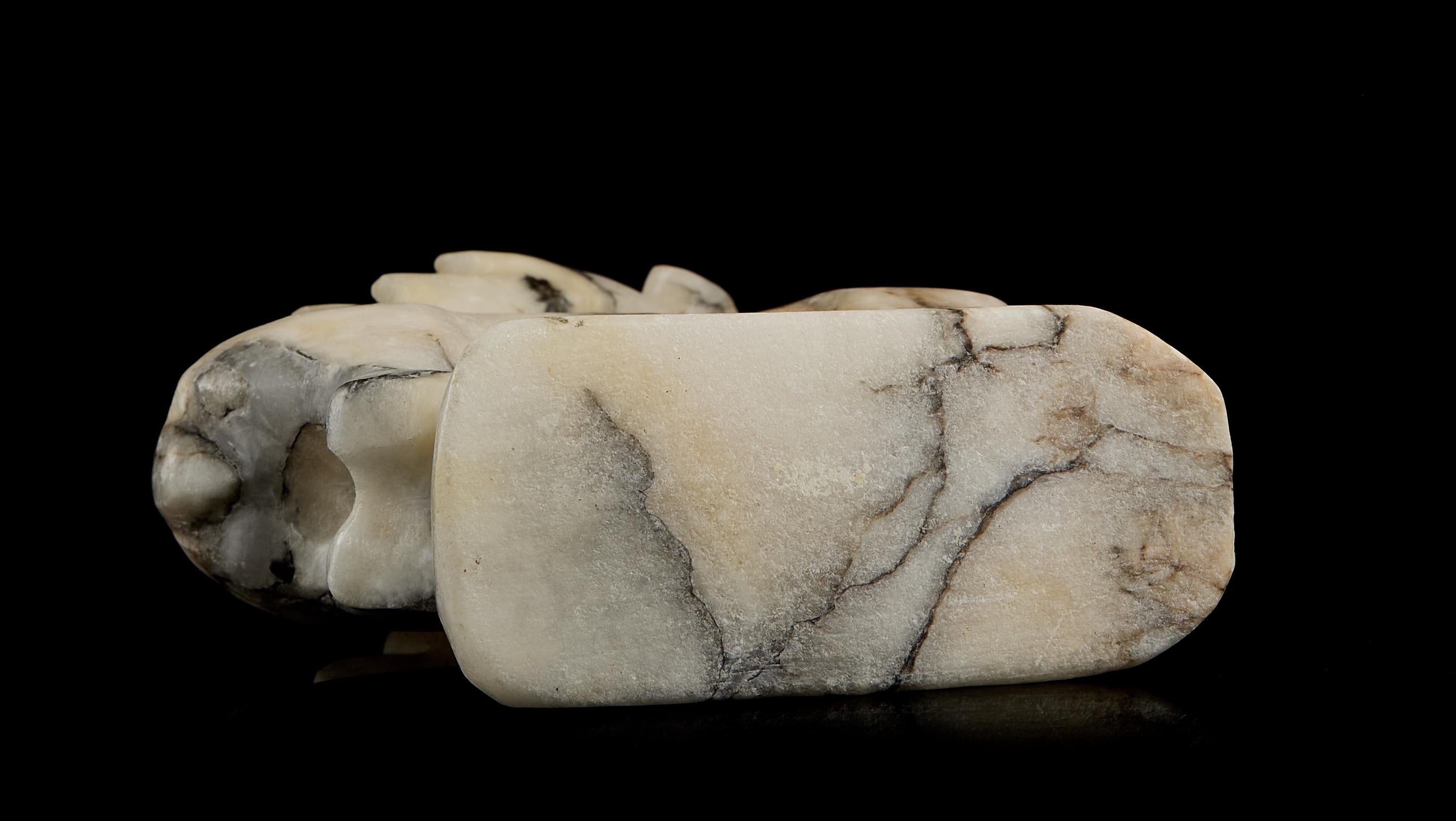 Large Vintage Inuit Marble Reindeer Figurine | Yup'ik Stone Carving, Early-Mid 20th C.