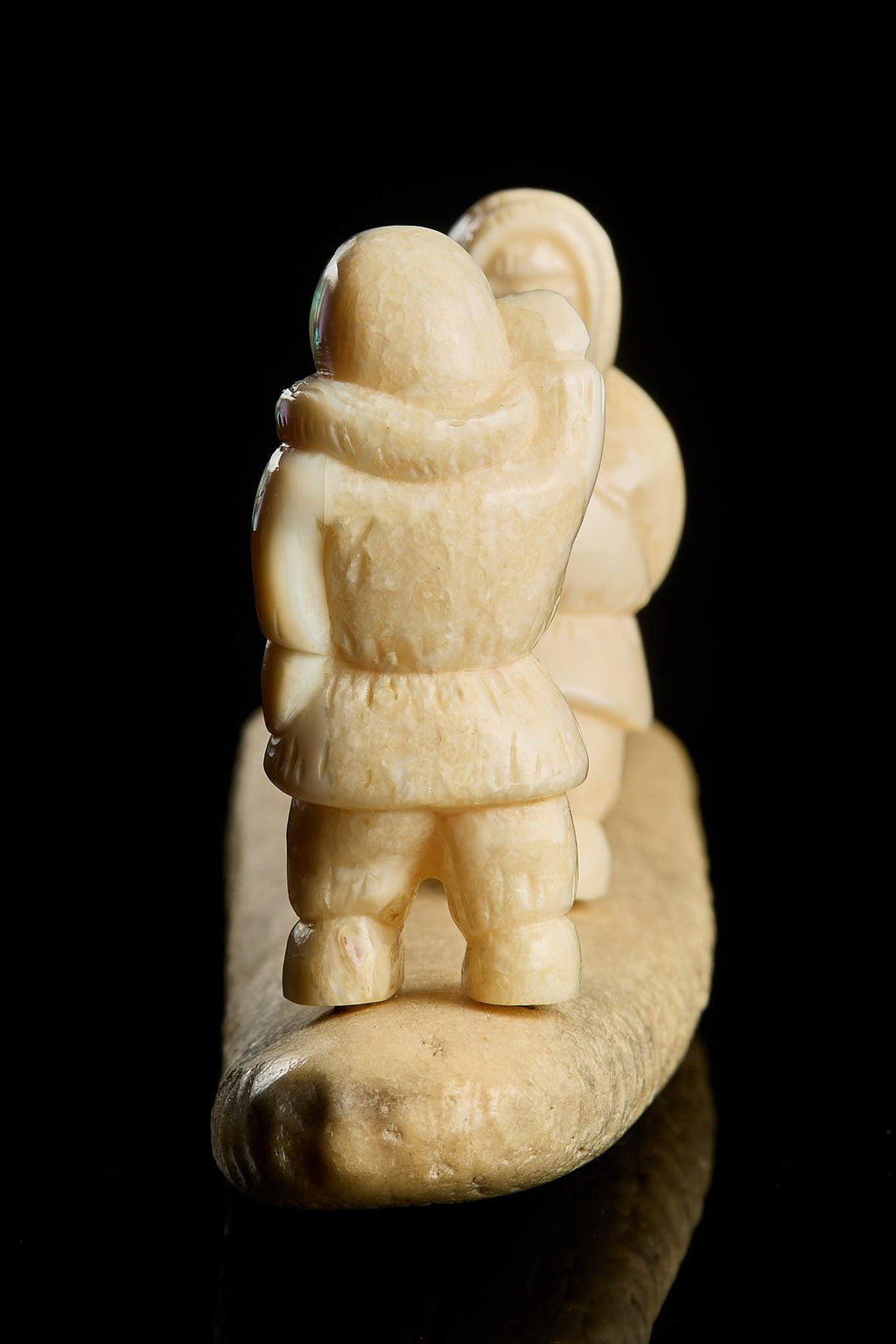 Rare Vintage Inuit Bone Carving: "Chukchi with Prey" Scene | Yupik Art, Chukotka, 1970s