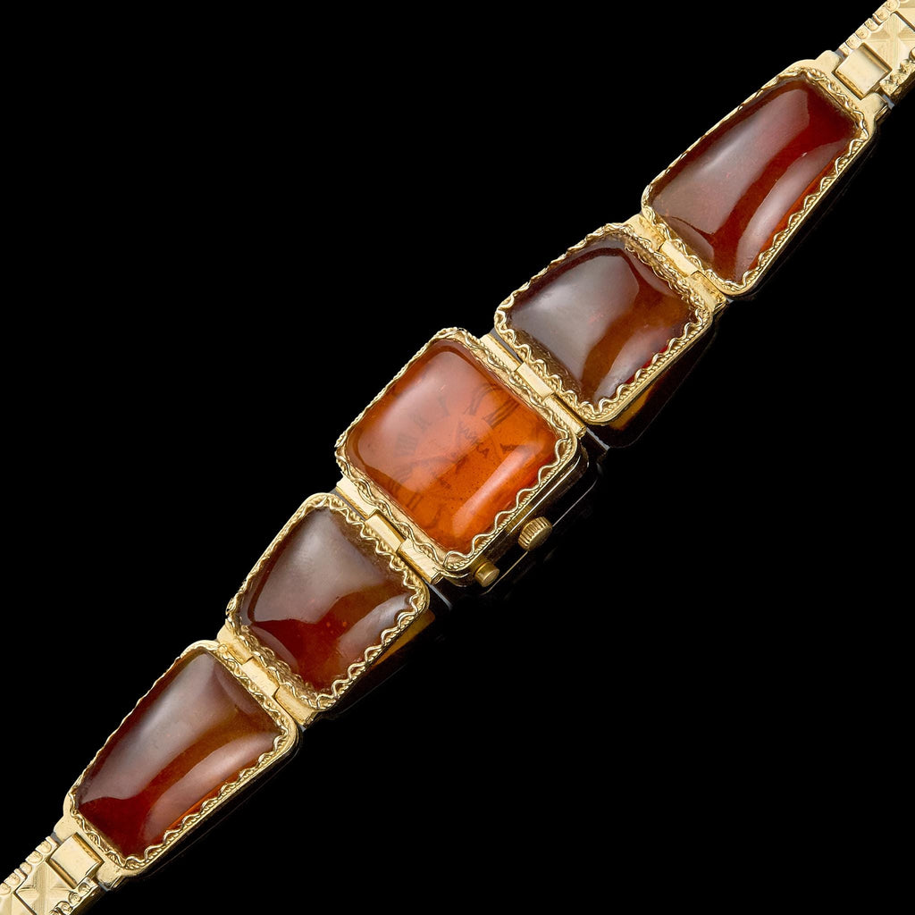 Vintage Chaika Mechanical Watch (17 Jewels) with Amber Bracelet | USSR Jewelry Cocktail Watch