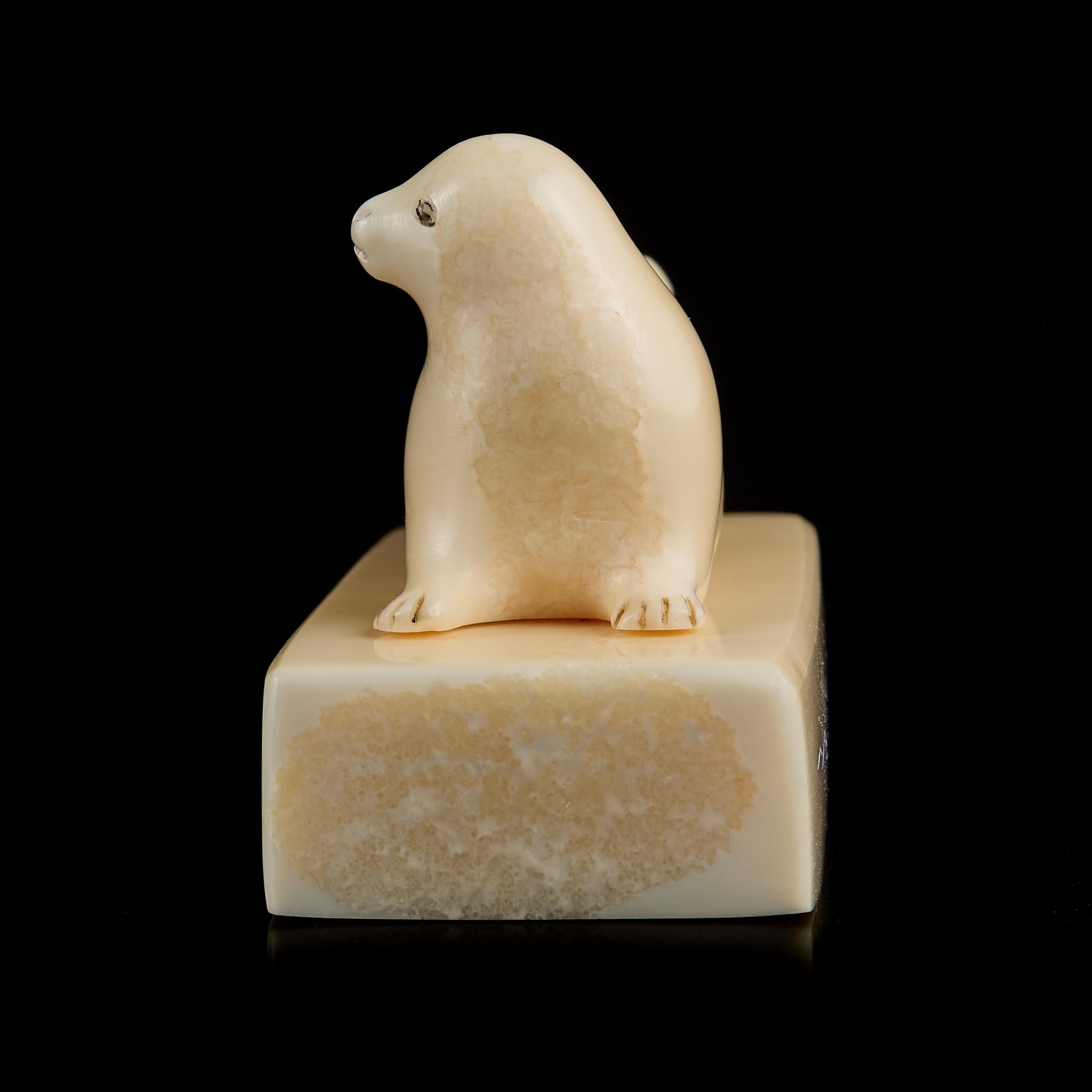 Collectible Vintage Seal Figurine | Carved Bone, Yup'ik-Inuit Art, Early-Mid 20th C