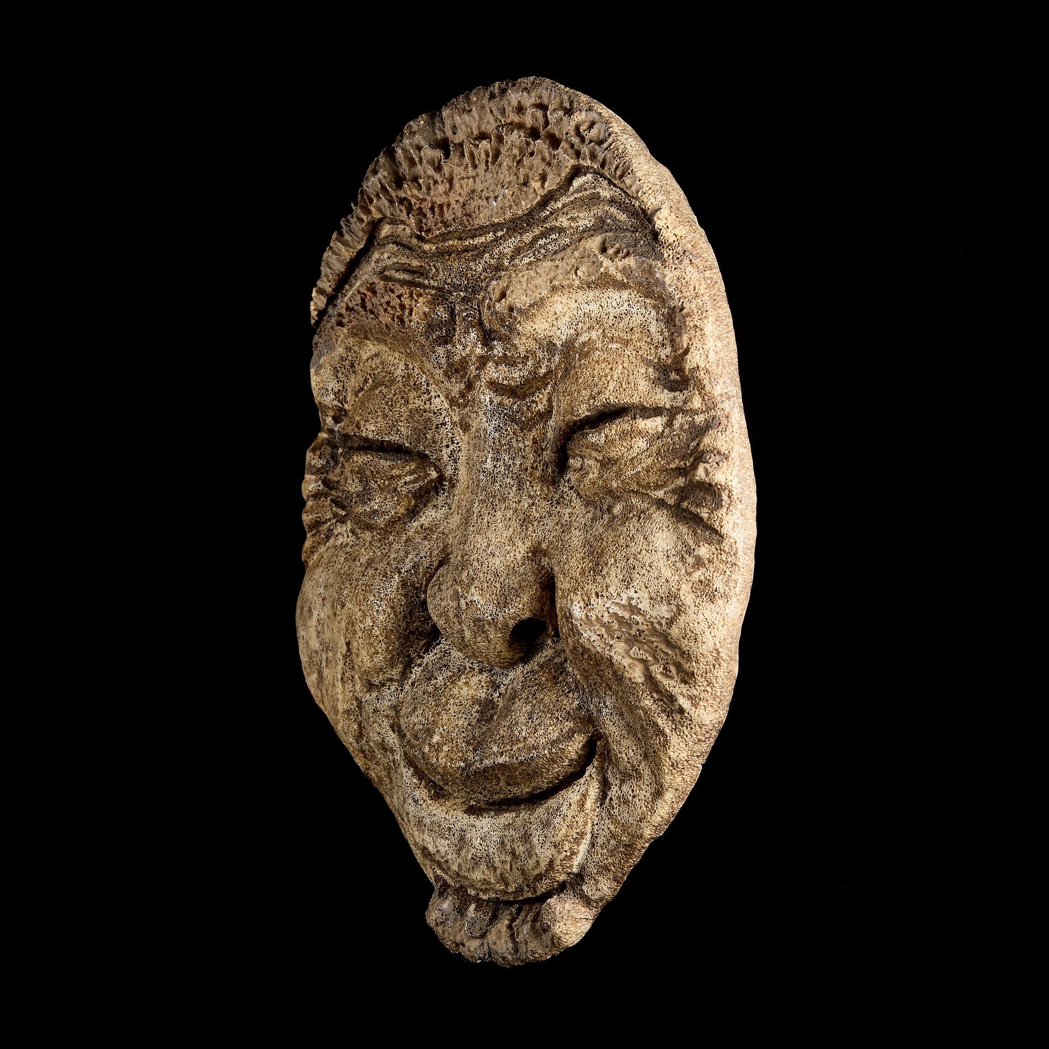 Authentic Inuit/Yupik Mask Carving from Whale Vertebrae | Bay of the Holy Cross 1991