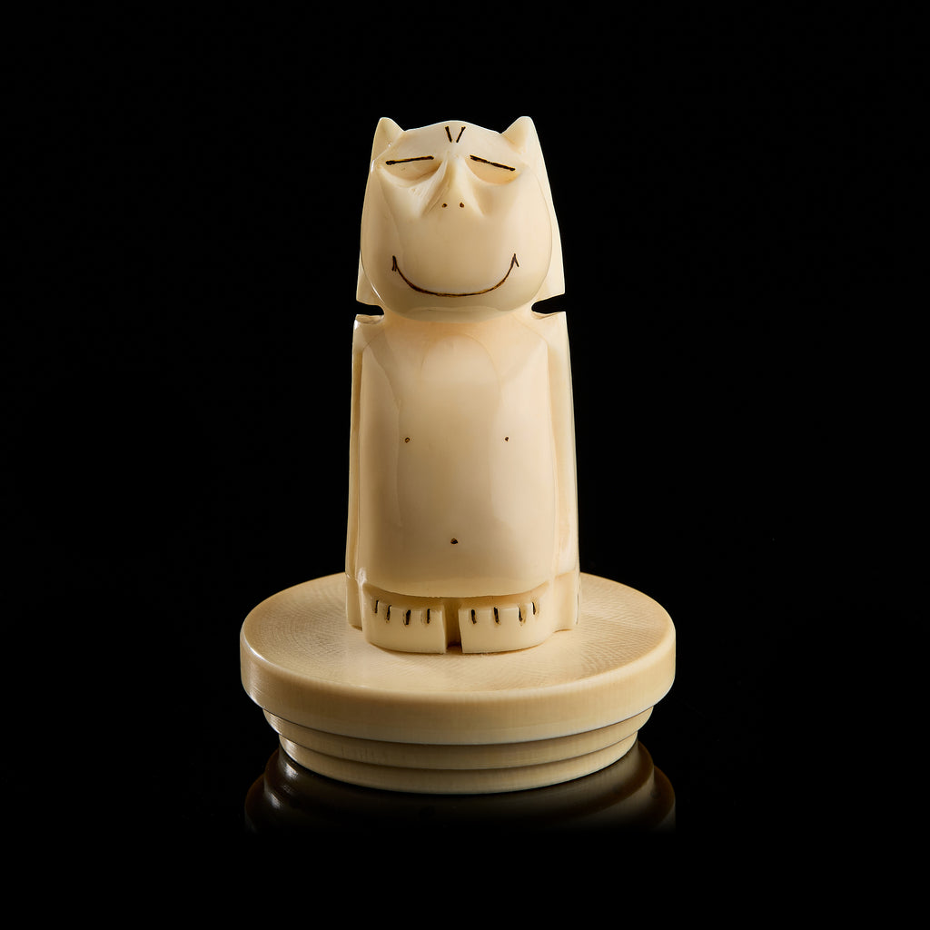 Vintage Inuit Billiken Figurine Carving | Yupik Talisman, Uelen Craft, Early-Mid 20th C.