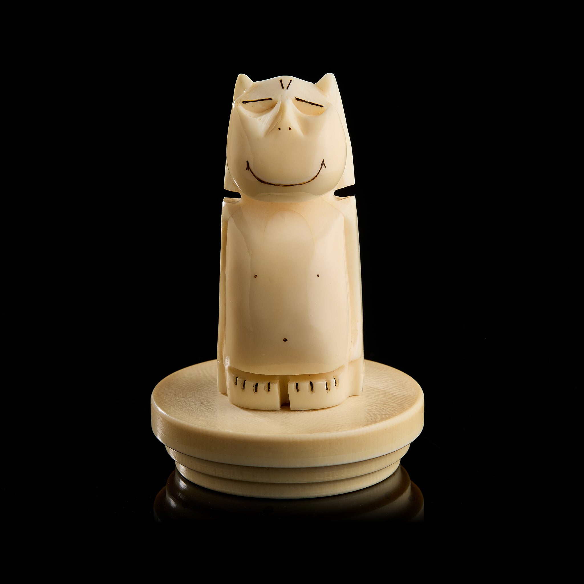 Vintage Inuit Billiken Figurine Carving | Yupik Talisman, Uelen Craft, Early-Mid 20th C.