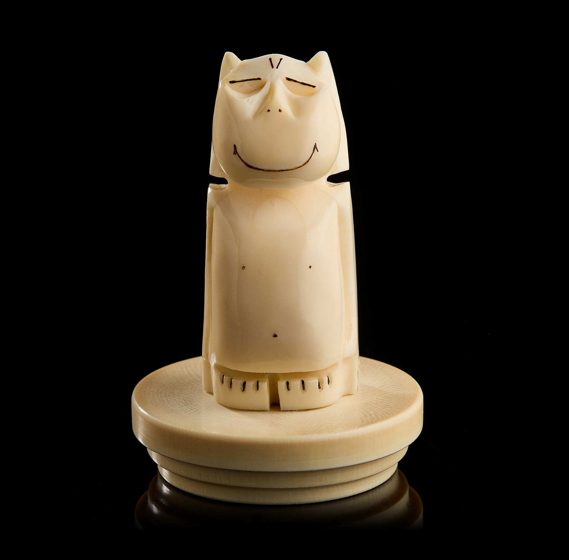 Vintage Inuit Billiken Figurine Carving | Yupik Talisman, Uelen Craft, Early-Mid 20th C.