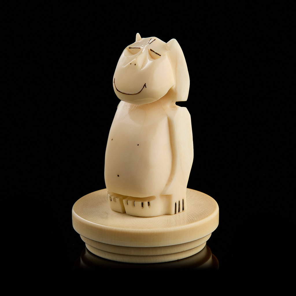 Vintage Inuit Billiken Figurine Carving | Yupik Talisman, Uelen Craft, Early-Mid 20th C.