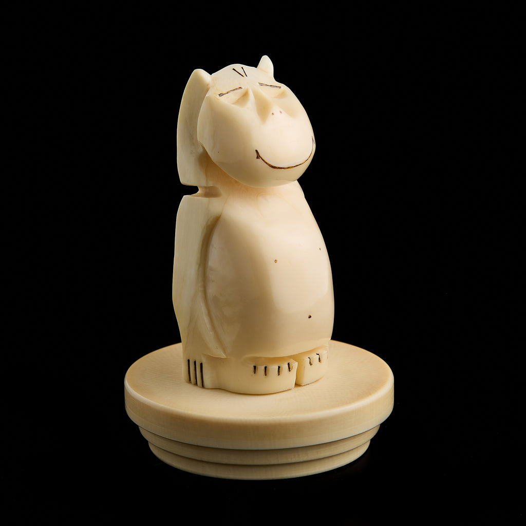 Vintage Inuit Billiken Figurine Carving | Yupik Talisman, Uelen Craft, Early-Mid 20th C.