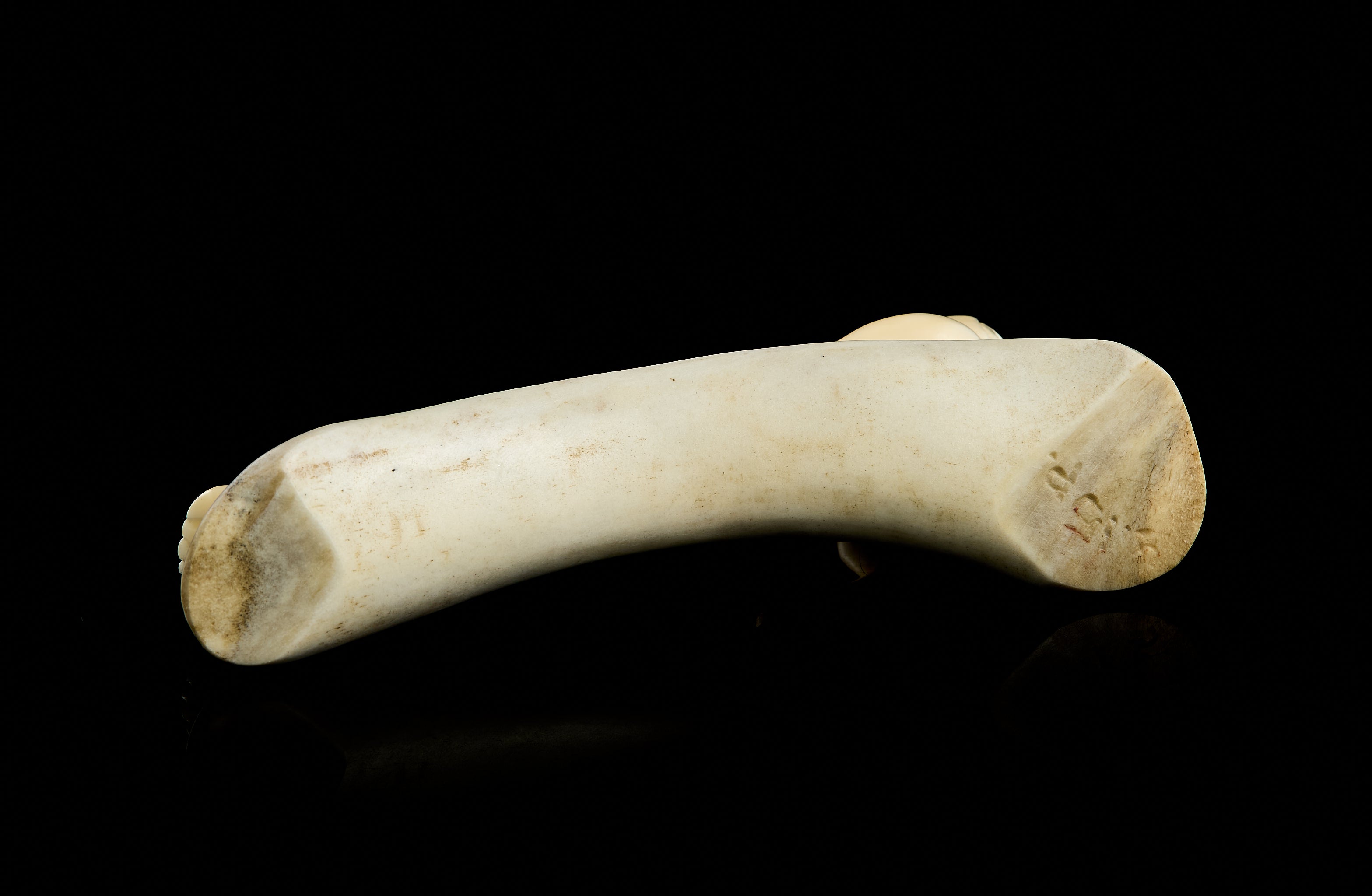 Rare Vintage Inuit Bone Carving: "Chukchi Hunter and Seal" Scene | Yupik Art, Chukotka, 1970s