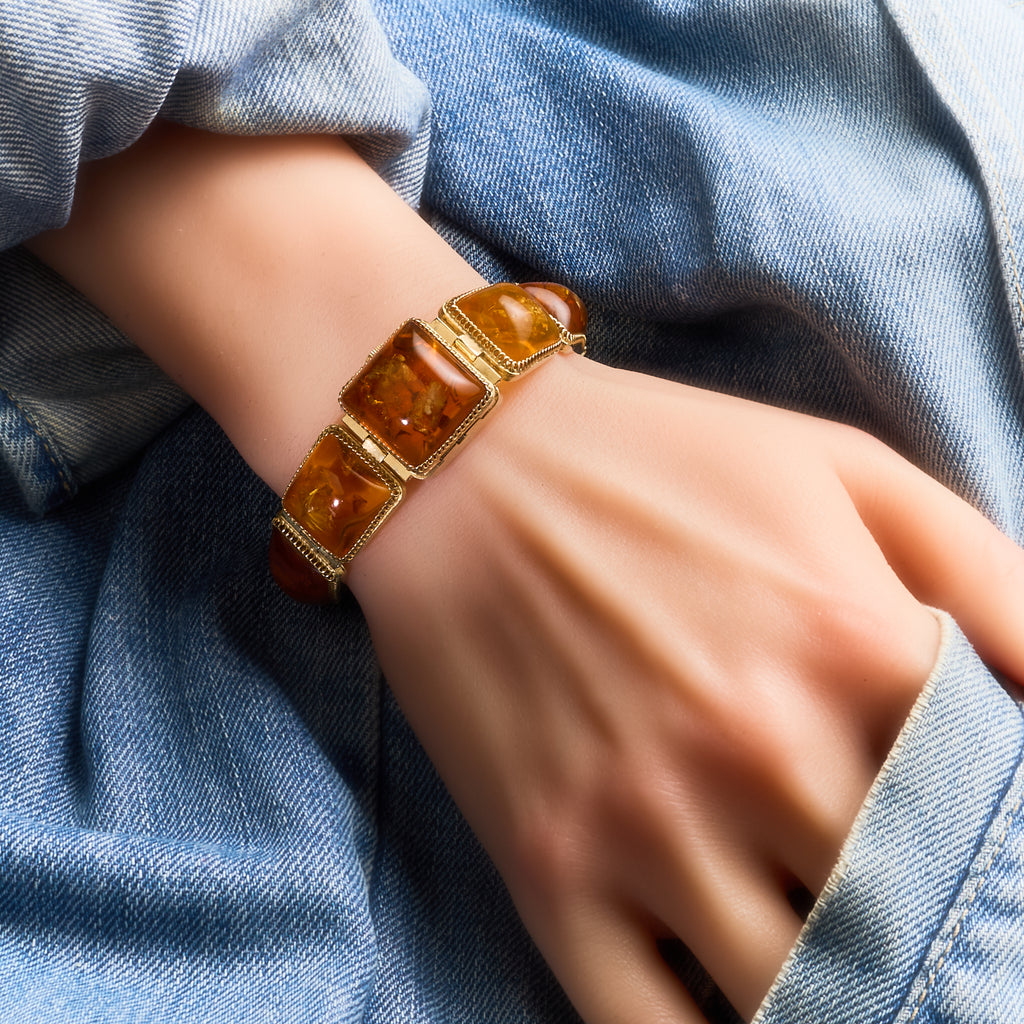 Vintage Chaika Mechanical Watch (17 Jewels) with Amber Bracelet | USSR Jewelry Cocktail Watch