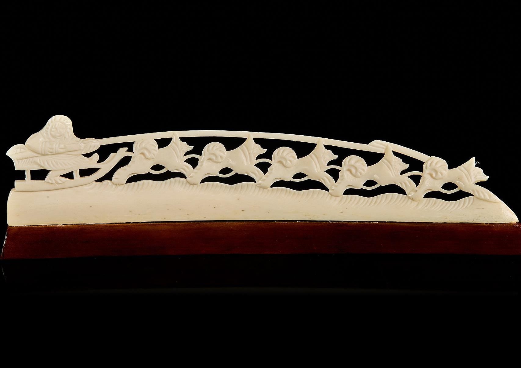 Collectible Vintage Inuit Sculpture (Sleigh Team) | Carved Figure, USSR 1950s–60s