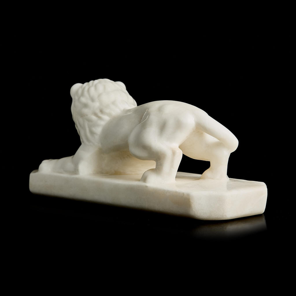 Large Antique White Marble Lion Sculpture on Pedestal | Late 19th Century, Pre-Revolutionary Russia