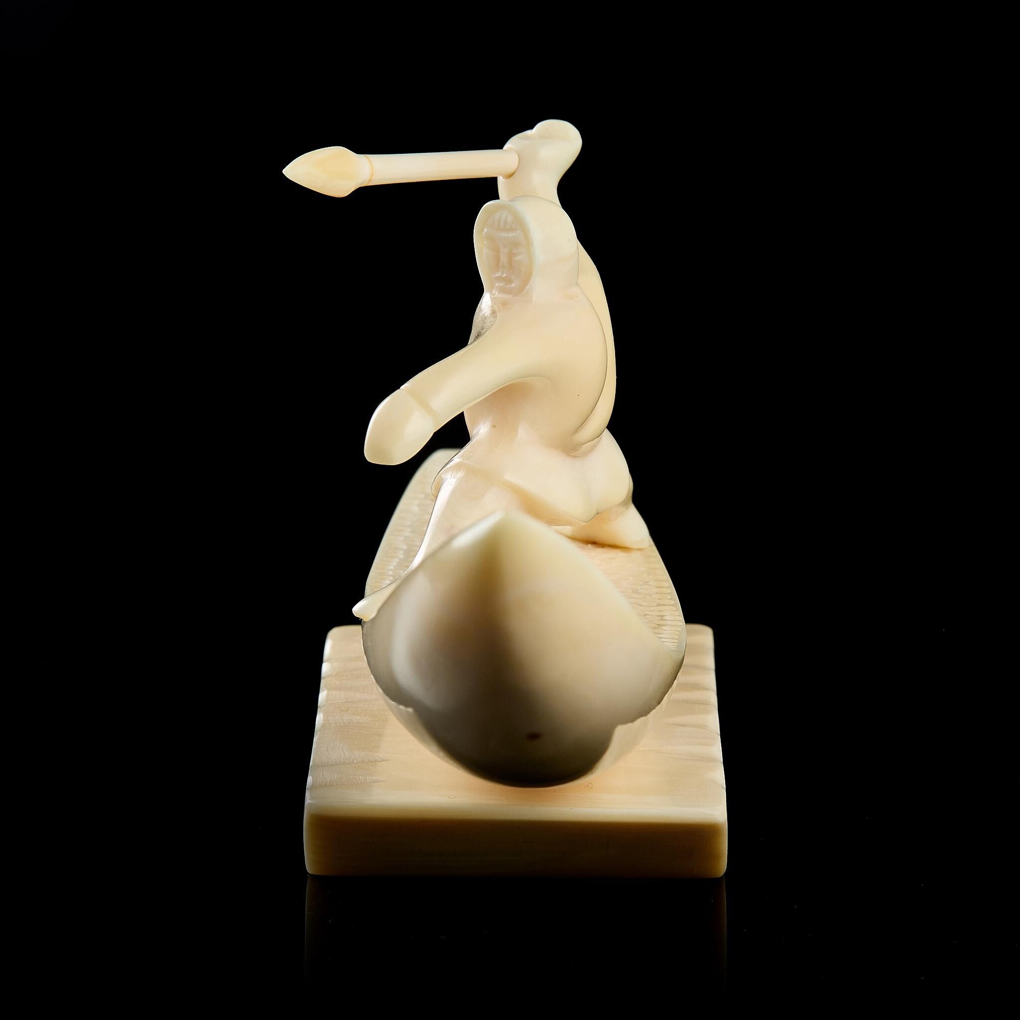 Vintage Inuit Bone Carving "Eskimo" on Pedestal | Yupik Art, Chukotka, Early-Mid 20th C.