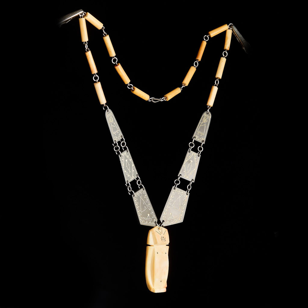 Vintage Billiken Pendant (Talisman) Carved Bone, USSR 50s–60s