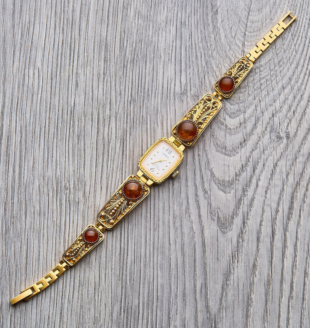 Vintage Russian "Chaika" Ladies' Watch | Amber & Filigree | Made in Russia