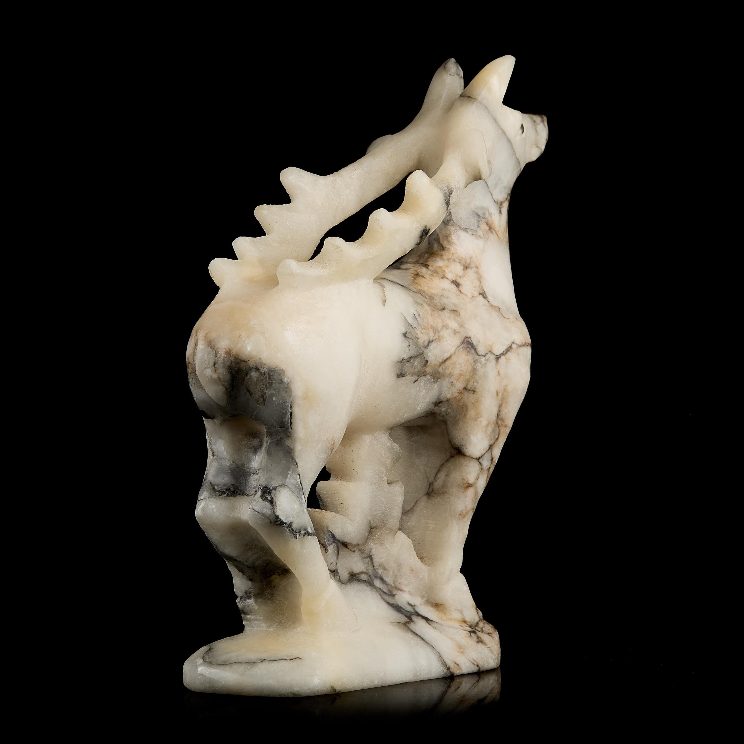 Large Vintage Inuit Marble Reindeer Figurine | Yup'ik Stone Carving, Early-Mid 20th C.