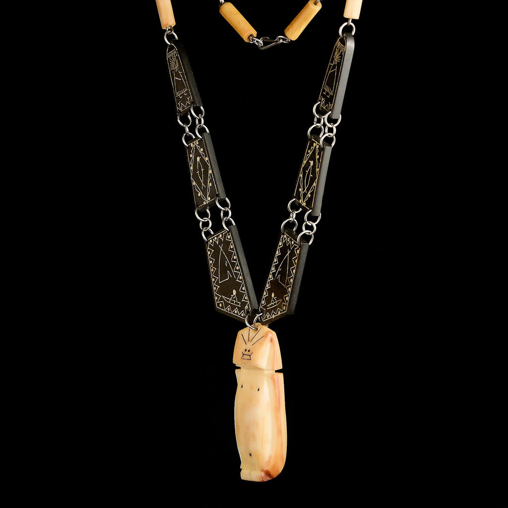 Vintage Billiken Pendant (Talisman) Carved Bone, USSR 50s–60s