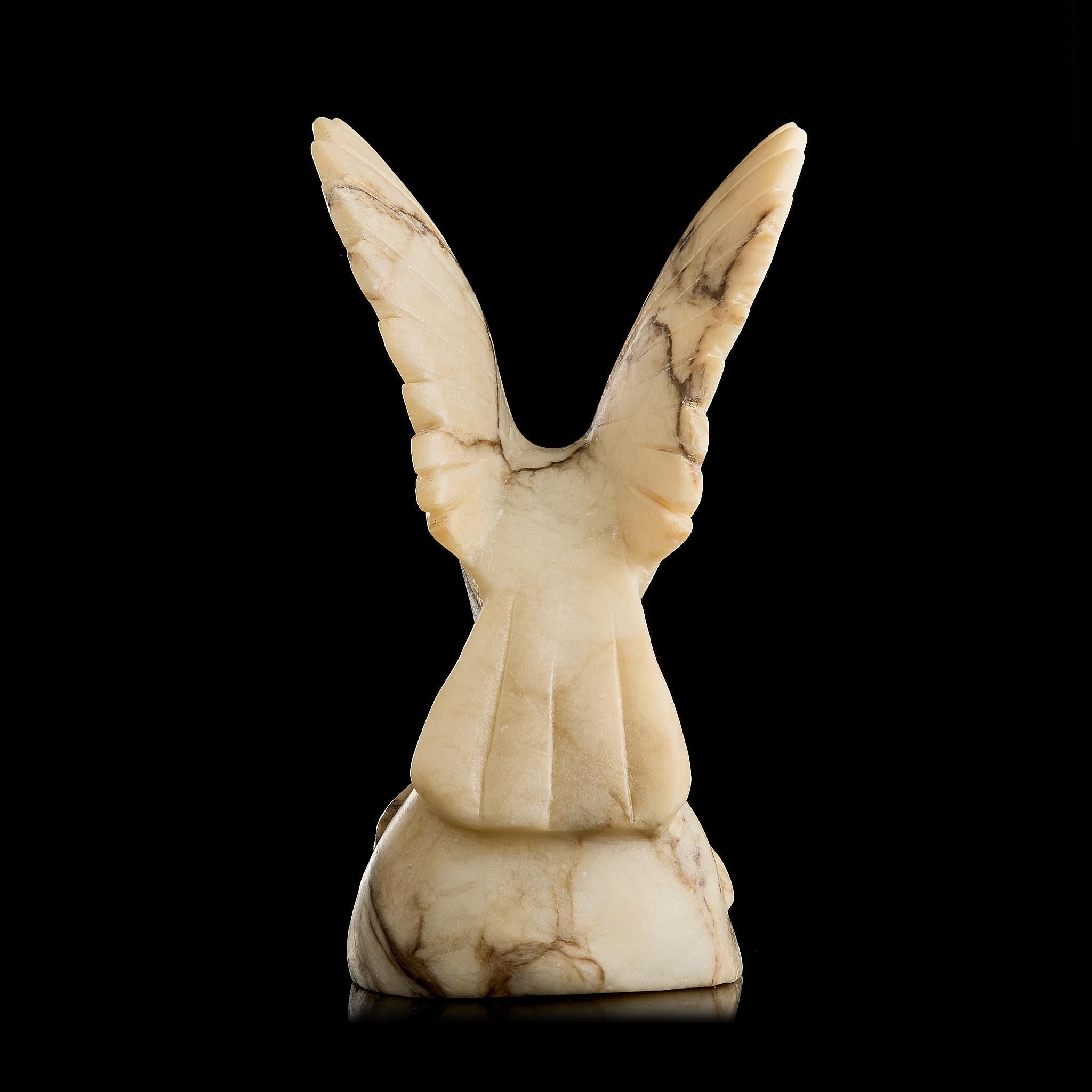 Vintage Marble Eagle Figurine w/ Snake | Yupik Stone Carving, Early 20th C.
