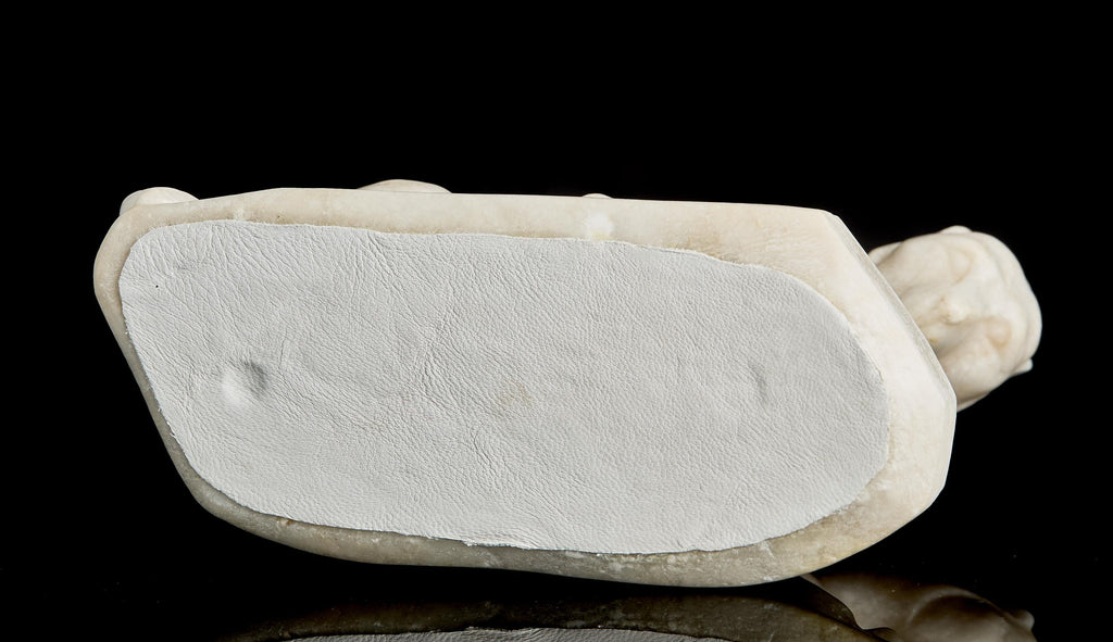 Large Antique White Marble Polar Bear Figurine with Fish | Pre-Revolutionary Russian Stone Carving, Early 20th C.