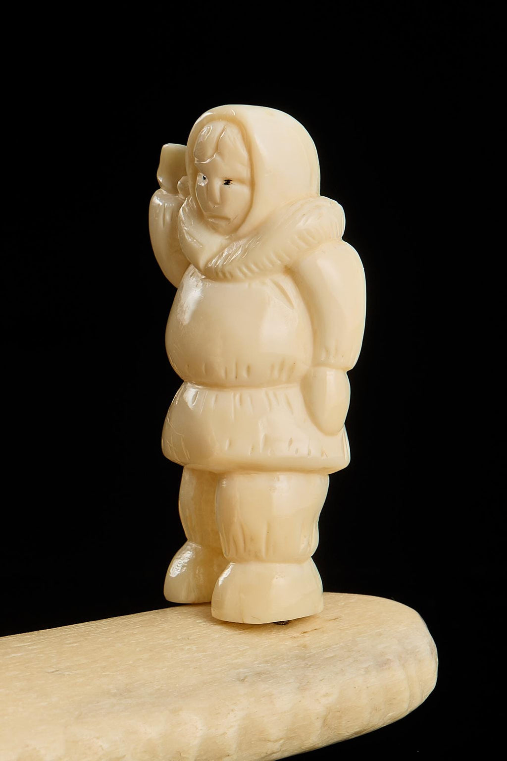 Rare Vintage Inuit Bone Carving: "Chukchi with Prey" Scene | Yupik Art, Chukotka, 1970s