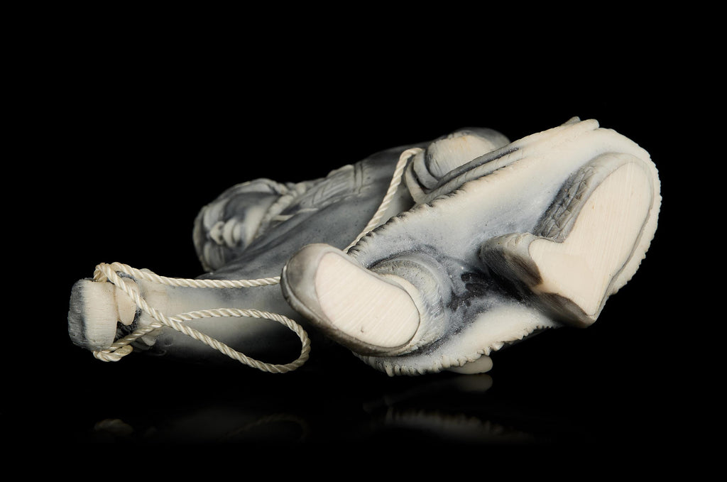 Dynamic Inuit/Chukchi Hunter Figurine in Polymer Stone | Arctic Culture Art