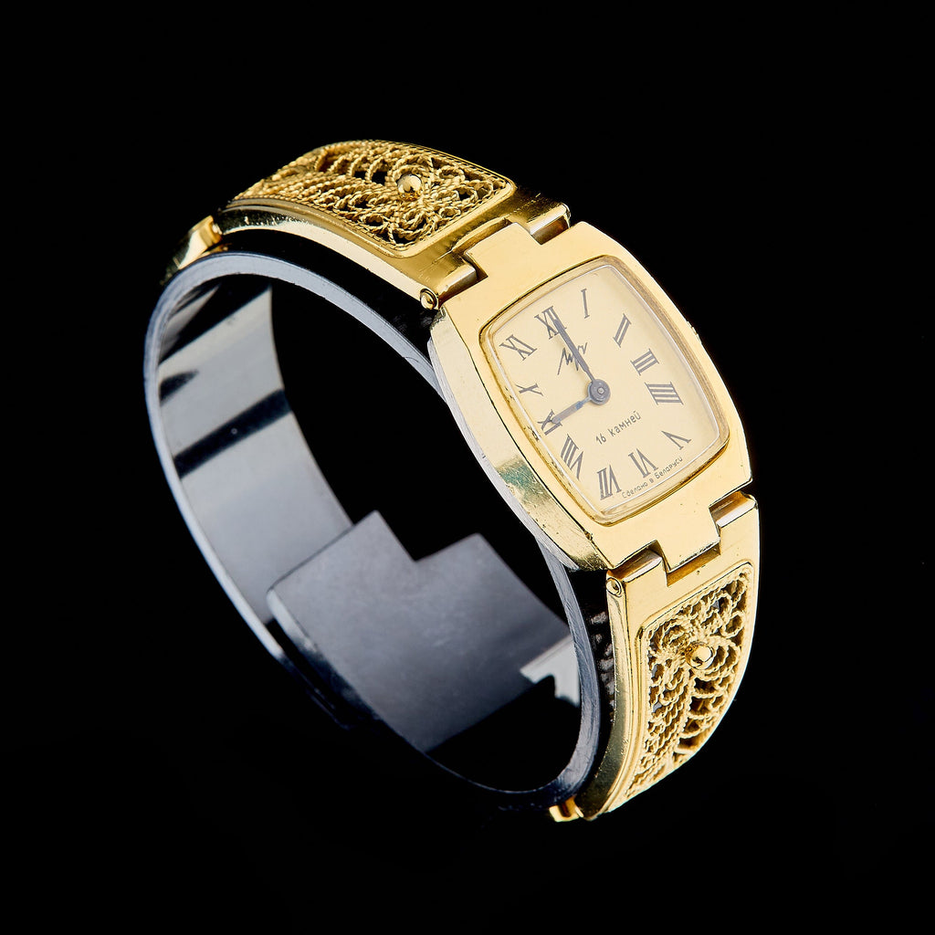 Vintage LUCH Cocktail Watch (16 Jewels) | Gold Plated Bracelet, 90s Model