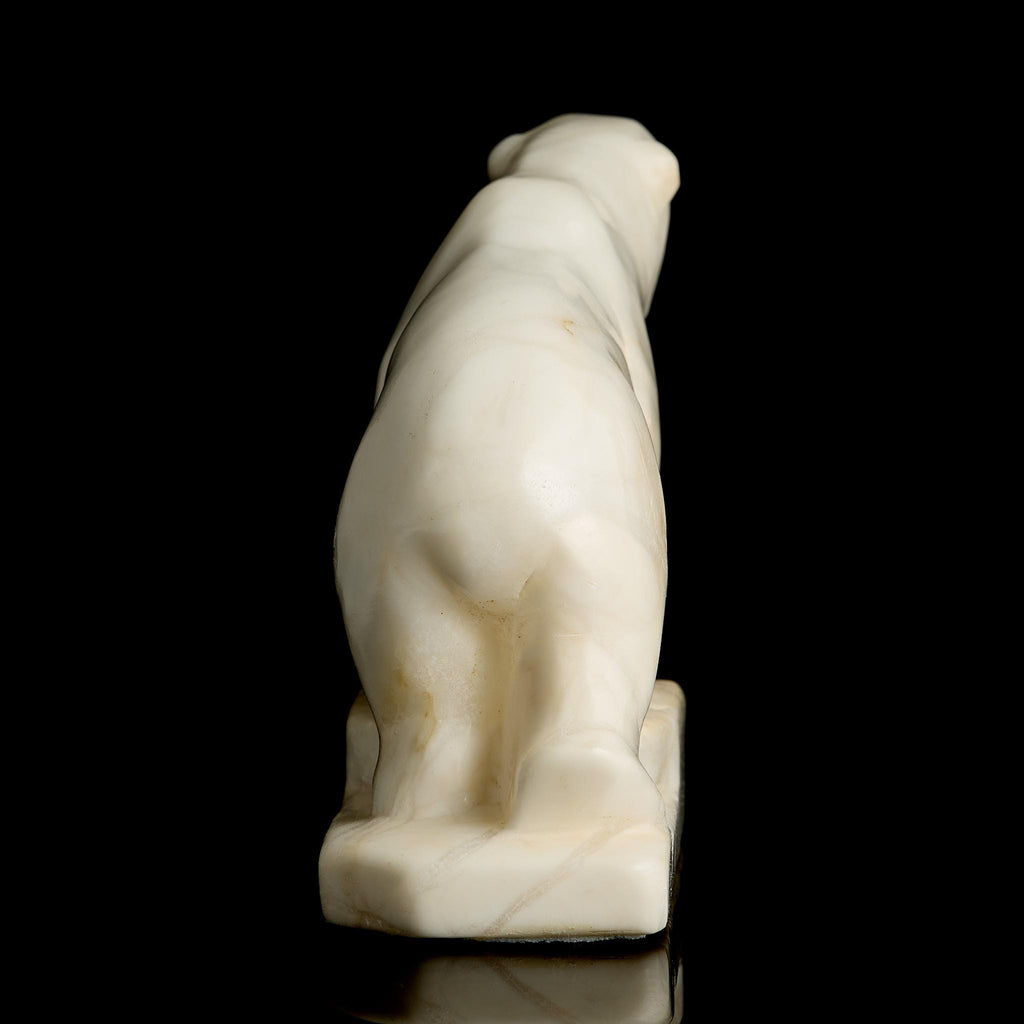 Vintage Inuit White Marble Polar Bear Figurine | Yupik Craft Stone Carving, Early-Mid 20th C.