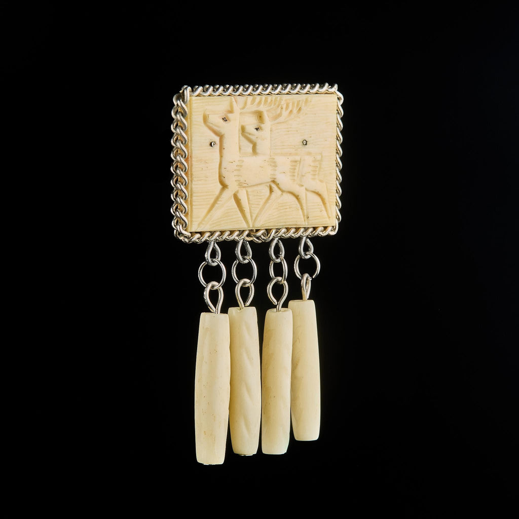 Vintage Inuit Brooch | Carved Bone, USSR 50s–60s