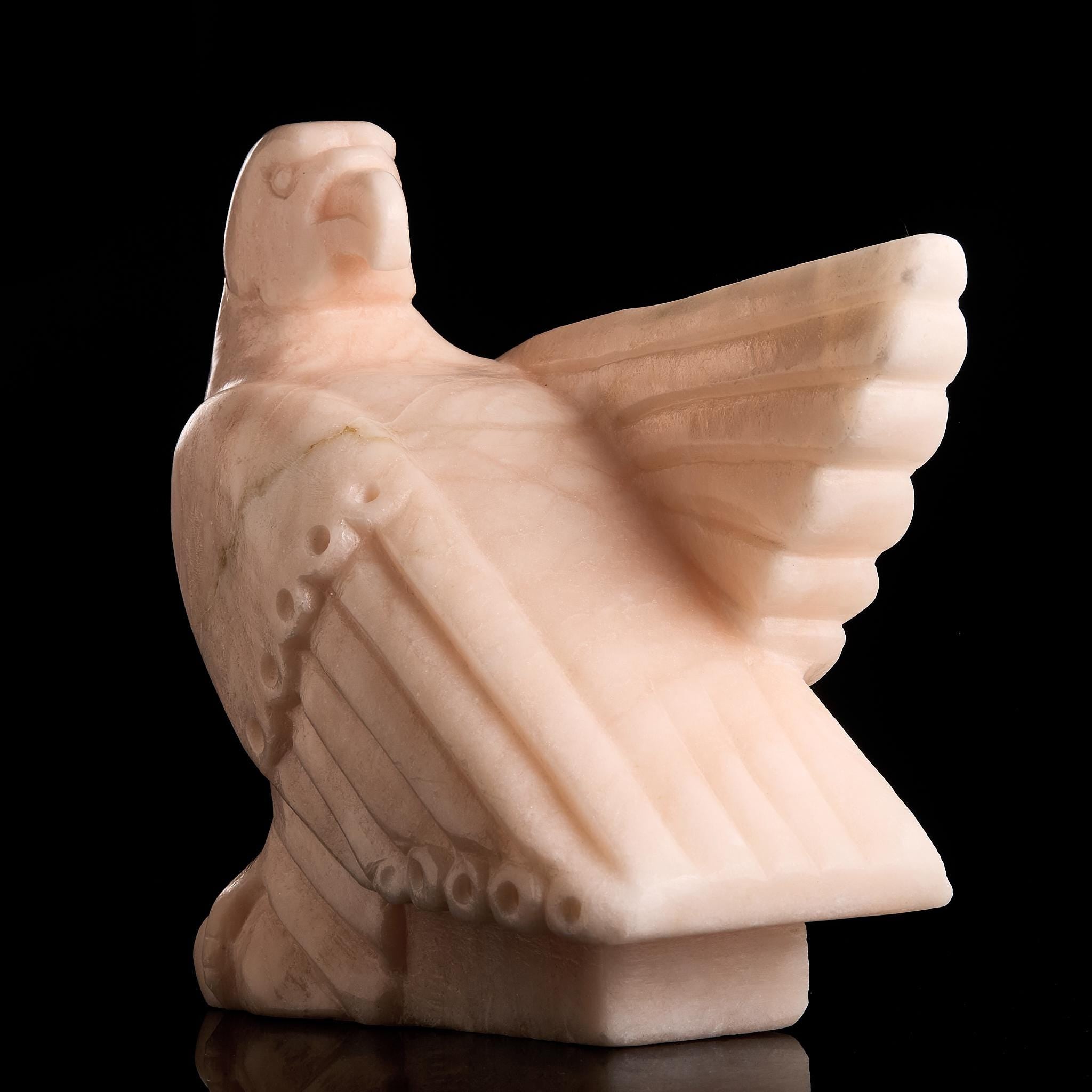 Large Vintage Pink Marble Eagle Stone Carving | Early-Mid 20th Century, Luxury Decor