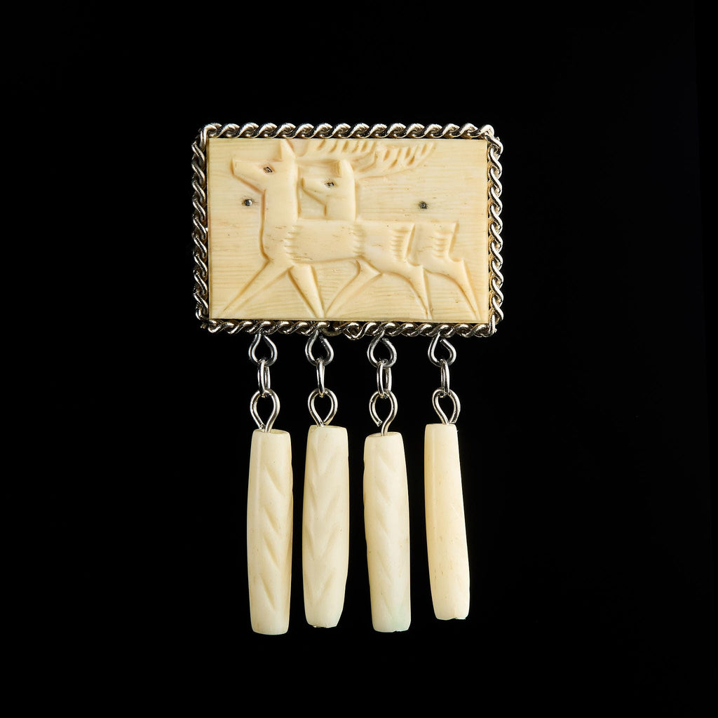 Vintage Inuit Brooch | Carved Bone, USSR 50s–60s
