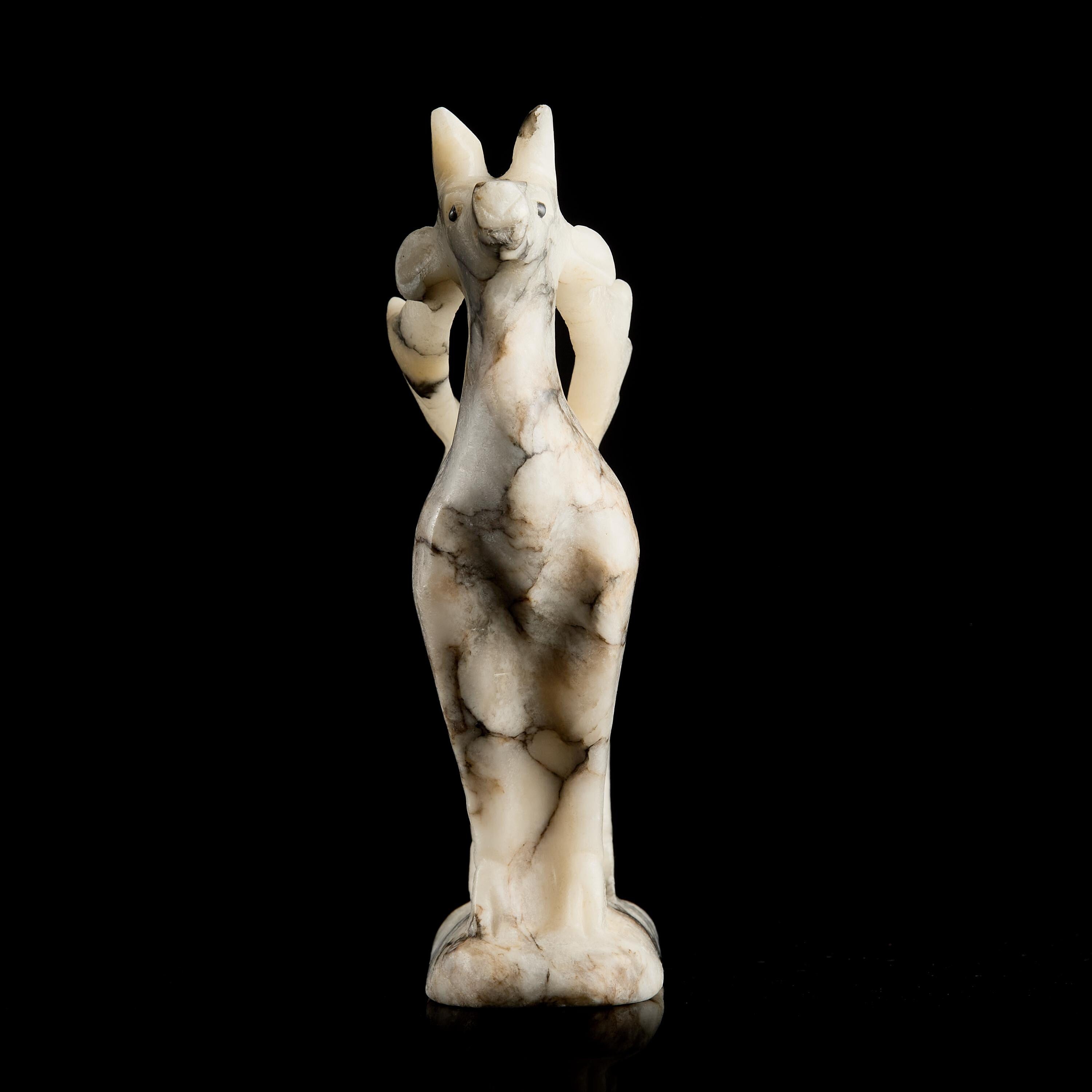 Large Vintage Inuit Marble Reindeer Figurine | Yup'ik Stone Carving, Early-Mid 20th C.