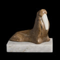 Vintage Inuit Marble Walrus Figurine on Ice Floe Base | Yup'ik Stone Sculpture, Early-Mid 20th C.