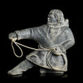 Dynamic Inuit/Chukchi Hunter Figurine in Polymer Stone | Arctic Culture Art