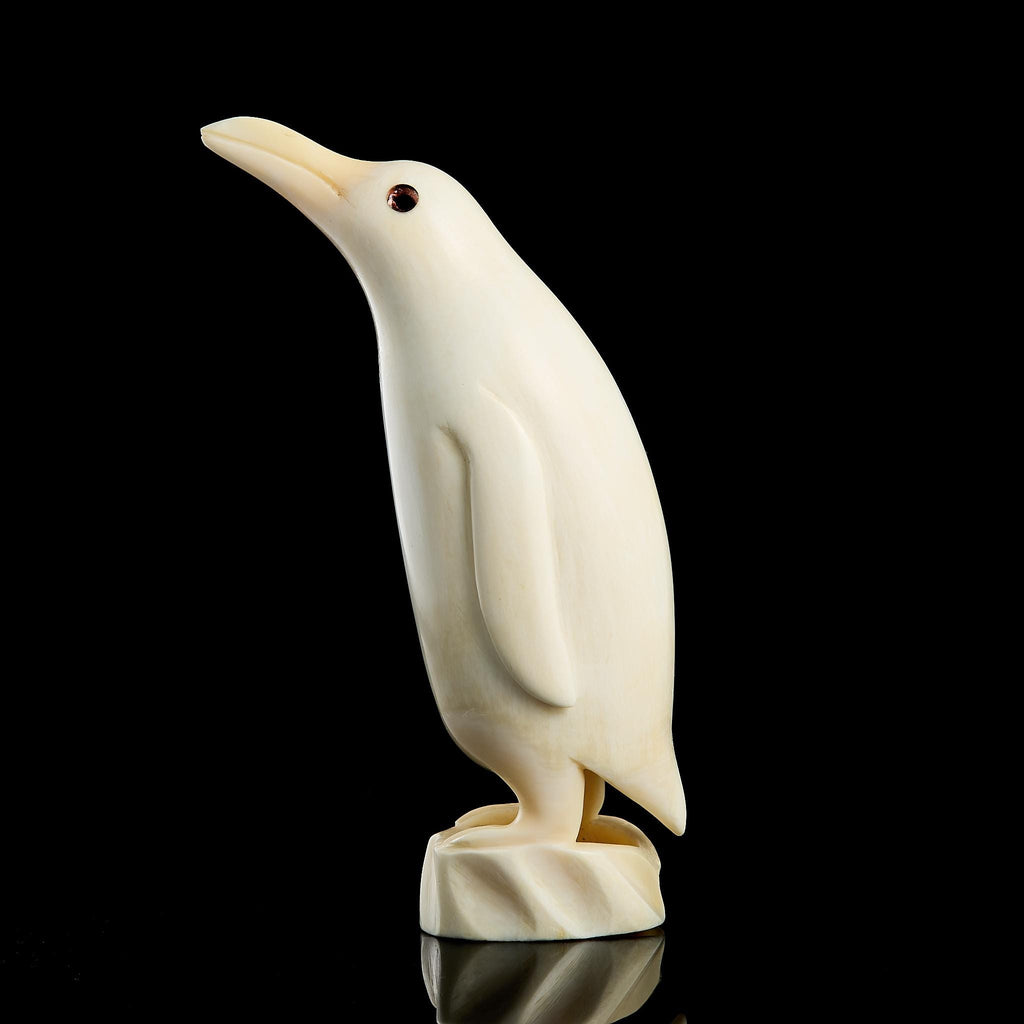 Vintage Inuit Carved Penguin Figurine on Ice Base | Yupik Art, Early-Mid 20th C.