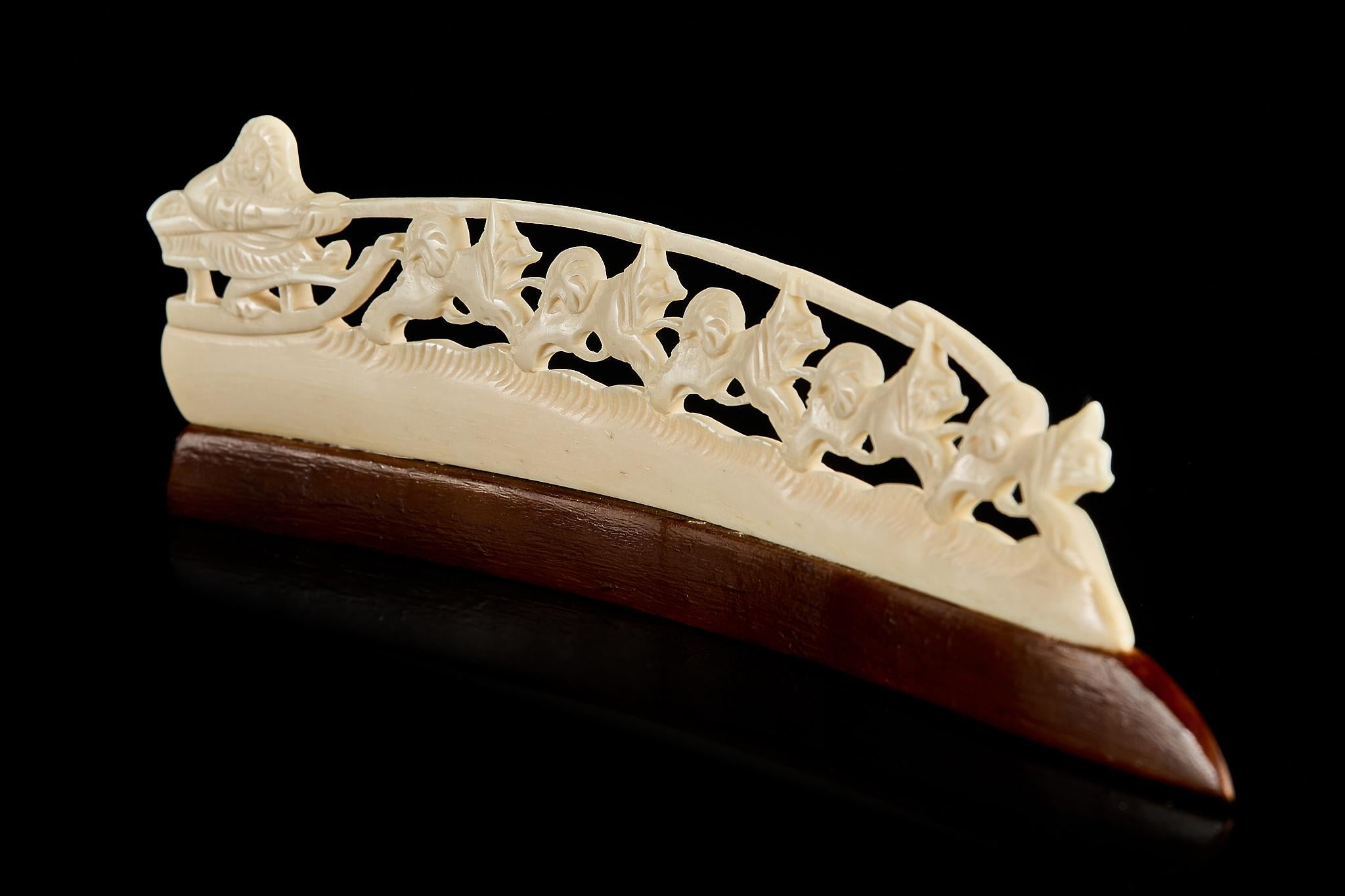 Collectible Vintage Inuit Sculpture (Sleigh Team) | Carved Figure, USSR 1950s–60s