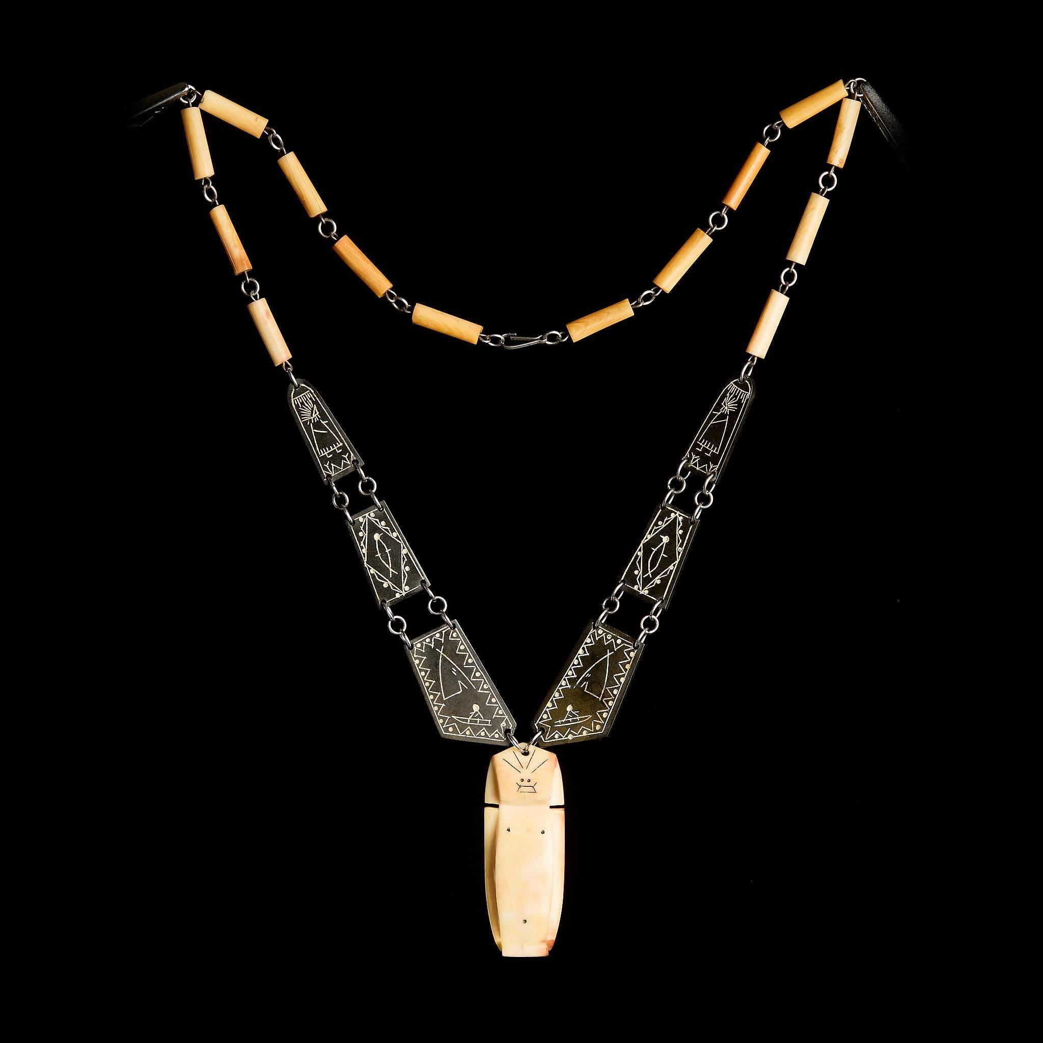 Vintage Billiken Pendant (Talisman) Carved Bone, USSR 50s–60s