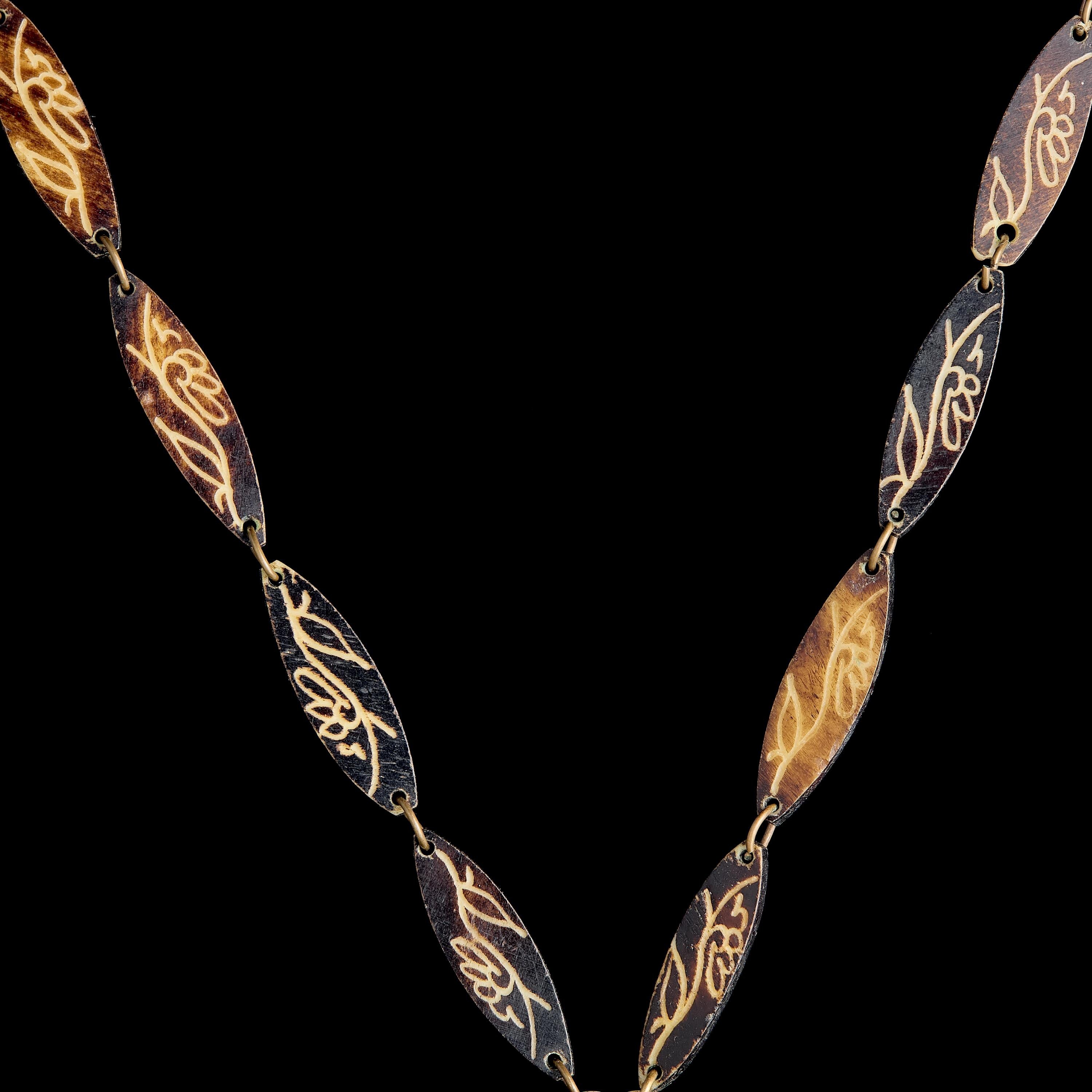 Vintage Northern Peoples Pendant on Chain | Reindeer Antler Carving, Inuit/Chukchi Art, 1950s-60s