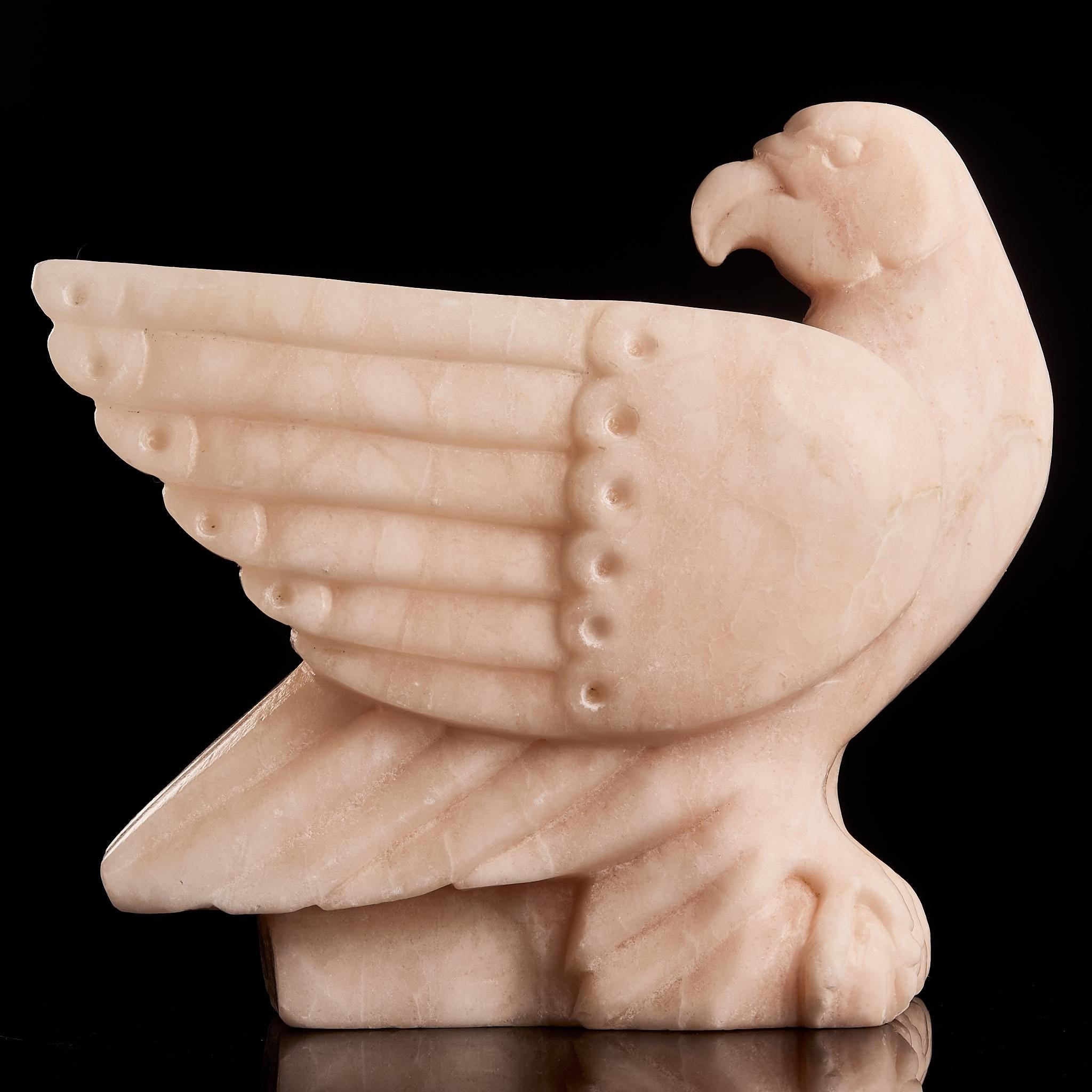 Large Vintage Pink Marble Eagle Stone Carving | Early-Mid 20th Century, Luxury Decor