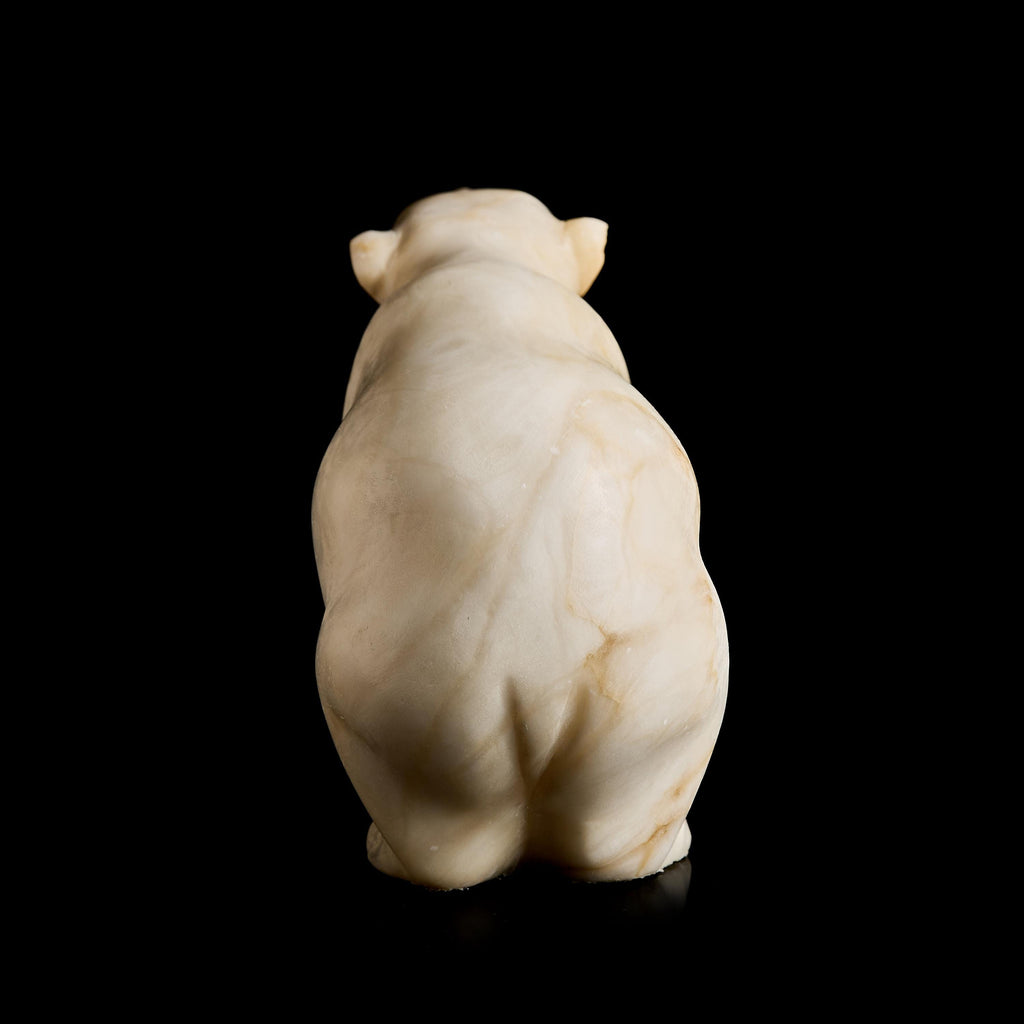 Vintage Inuit White Marble Polar Bear Figurine | Yupik Craft Stone Sculpture, Early-Mid 20th C.