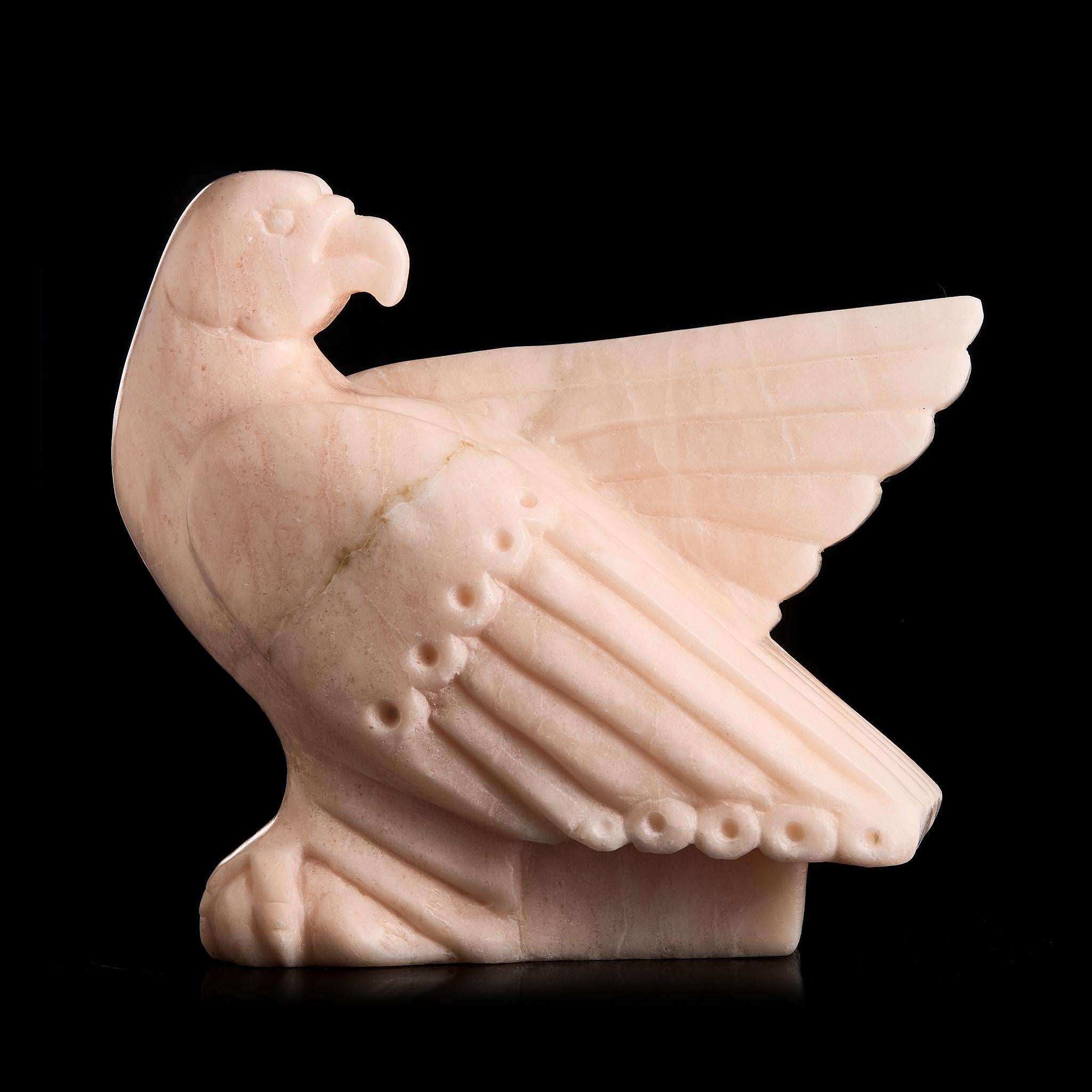 Large Vintage Pink Marble Eagle Stone Carving | Early-Mid 20th Century, Luxury Decor