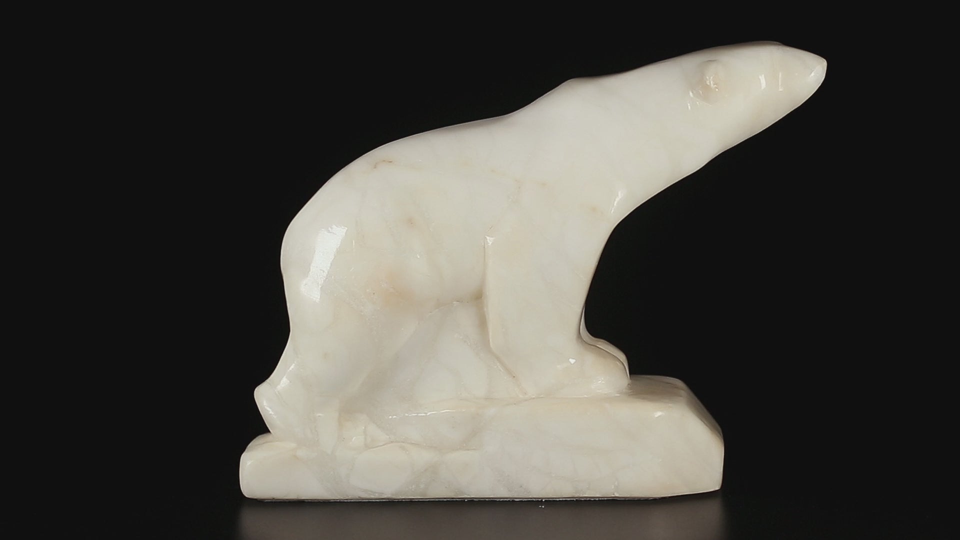 Vintage Inuit White Marble Polar Bear Figurine | Yupik Craft Stone Carving, Early-Mid 20th C.
