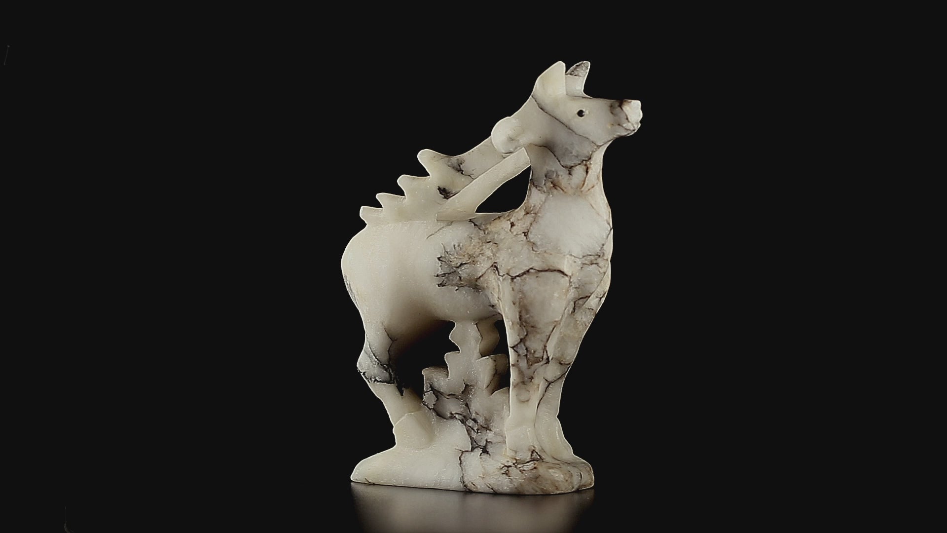 Large Vintage Inuit Marble Reindeer Figurine | Yup'ik Stone Carving, Early-Mid 20th C.