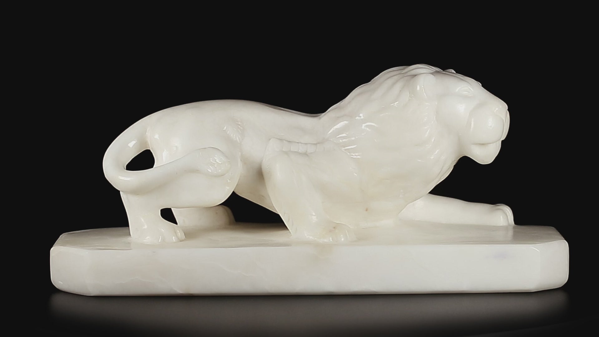Large Antique White Marble Lion Sculpture on Pedestal | Late 19th Century, Pre-Revolutionary Russia